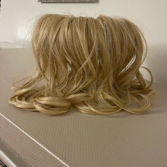 14” straight wavy clip wig blonde hair extensions for women - Picture 8 of 11